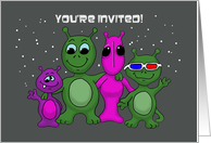 Kids Birthday Party Invitation With Alien Creatures Outer Space Theme card