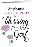 Custom front, Friendship, Our Friendship is a Blessing from God card