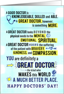Doctors’ Day, You are a GREAT DOCTOR, making the World a Better Place! card