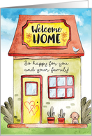 New Home Congratulations Welcome Home with Watercolor House and Sky card