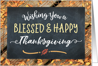 Wishing You a Blessed and Happy Thanksgiving on Leaves Background card