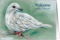 Welcome to Church Custom White Pastel Dove Art card