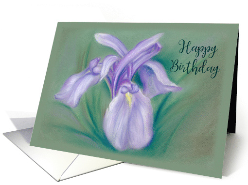 Happy Birthday Purple Iris Pastel Artwork card (1513768)