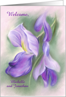 Personalized Welcome Purple Wisteria Pastel Art card