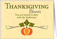 Custom Thanksgiving Dinner Invitation Pumpkin and Vine Graphic card