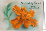 Custom Friend October Birthday Orange Marigold Pastel Art card