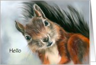 Custom Hello Cute Red Squirrel Pastel Animal Artwork card