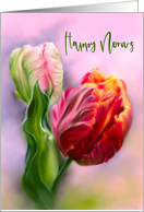 Persian New Year Norooz Colorful Spring Tulips Flower Pastel Art card