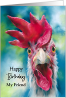 Birthday for Friend Whimsical White Chicken Personalized card