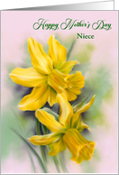 Mothers Day for Niece Yellow Daffodil Spring Flowers Custom card