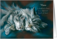 For Niece on Mothers Day Sleeping Cat and Kitten Custom card