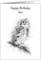 Son Happy Birthday Owl Scribble Art card