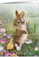 Bunny Slippers in the Garden card