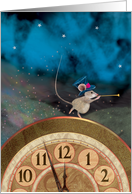 Mouse at Midnight Ringing in New Year card