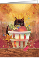 Thanksgiving Cat with Sun and Harvest Basket card