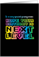 Video Game Arcade Inspired Next Level Birthday for Special Young Man card