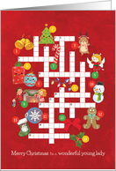 Cute Christmas Picture Crossword Puzzle for Wonderful Young Lady card