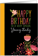 For Special Young Lady Folksy Florals Happy Birthday card