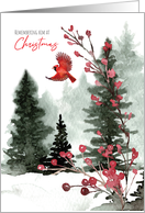 Remembering Him at Christmas Bereavement with Cardinal and Forest card