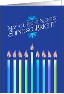 Hanukkah May All Eight Nights Shine So Bright Big Candles and Flames card