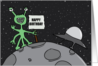 Happy Birthday Alien Illustration HUmor card