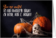 Halloween Party Invitation Creepy Pumpkins and Skull card