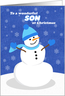 Merry Christmas Son Snowman in Blue card
