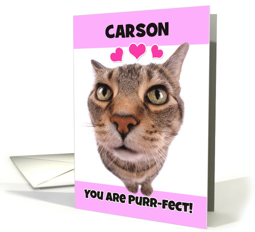 Happy Valentine's Day Custom Name Cute Kitty Cat card (1552226)