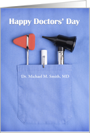 Happy Doctors’ Day Doctor’s Scrub Pocket Custom Name card