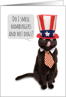 Happy Fourth of July Invitation Funny Cat in Patriotic Hat Humor card