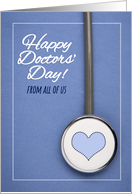 Happy Doctors’ Day From All of Us Stethoscope on Scrubs Photograph card