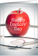 Happy Doctors’ Day Apple and Stethoscope Image card