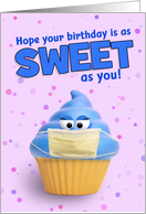 Happy Birthday Cupcake in Face Mask Coronavirus Pandemic card