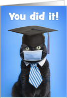 Congratulations Graduate Cat in Coronavirus Face Mask Humor card