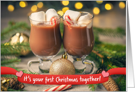 Merry Christmas Couple’s First Christmas Hot Chocolate Mugs card