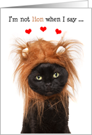 Happy Valentine’s Day Cute Cat in Lion Costume Humor card