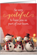 Merry Christmas Business Grateful For Team Member Happy Snowmen card