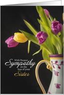 With Deepest Sympathy Loss of Sister Vase of Tulips Photograph card