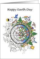 Earth Day Mandala, Animals, Plants card