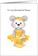 Custom Front Bear in Yellow Daisy Dress Niece Flower Girl Invitation card