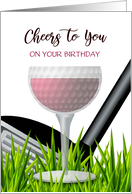 Golf and Wine Themed Happy Birthday card