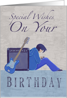 Special Wishes Birthday Boy Guitar with Distressed Text card