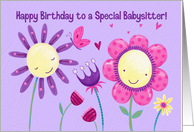 Babysitter Cute Flowers & Butterfly Birthday card