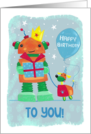Happy Birthday to You Robot and Dog card