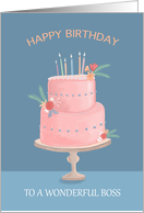 Wonderful Boss Happy Birthday Feminine Pink Decorated Cake card