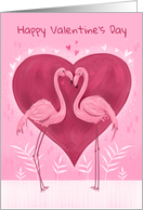 Happy Valentine’s Day Pink Flamingo Heart card