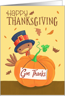 Happy Thanksgiving Turkey and Pumpkin card