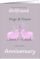 For Girlfriend Anniversary Cute Kissing Pigs card