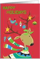 Happy Holidays Decorated Reindeer card