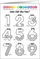 Age Birthday Number Monsters How Old Are You Coloring Card All 1 to 9 card